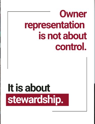 Owner representation is about stewardship